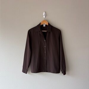 línea donna button front long sleeve blouse